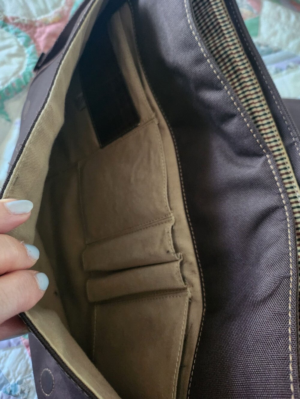 Boconi Brown Leather Messenger Bag - Picture 7 of 12